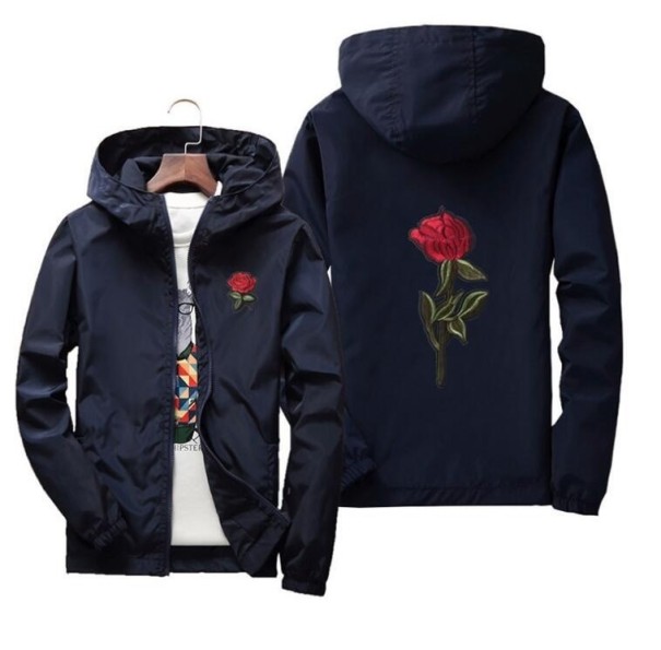 Vår/höstjacka herr med blommor A1835 mörkblå XXL