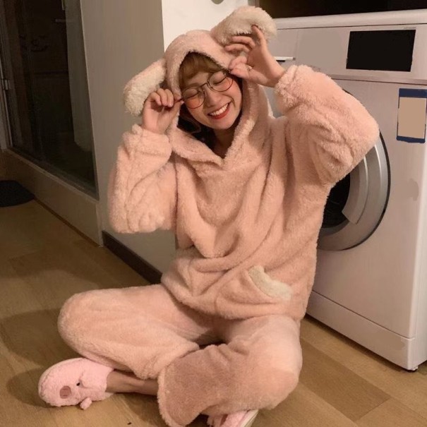 Varm pyjamas til kvinder P3080 rosa L
