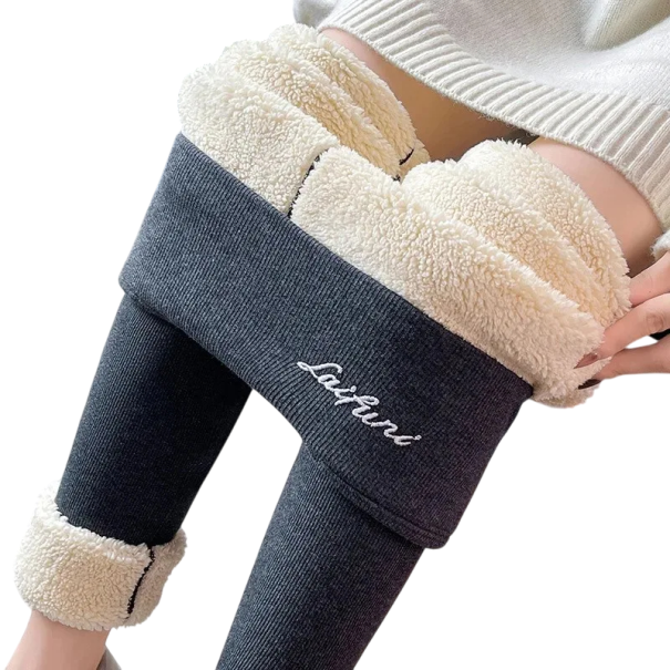 Varma vinterleggings med päls för kvinnor Hög midja Elastiska ankellånga leggings Isolerande byxor för vintern Bekväma vintersportleggings gul M