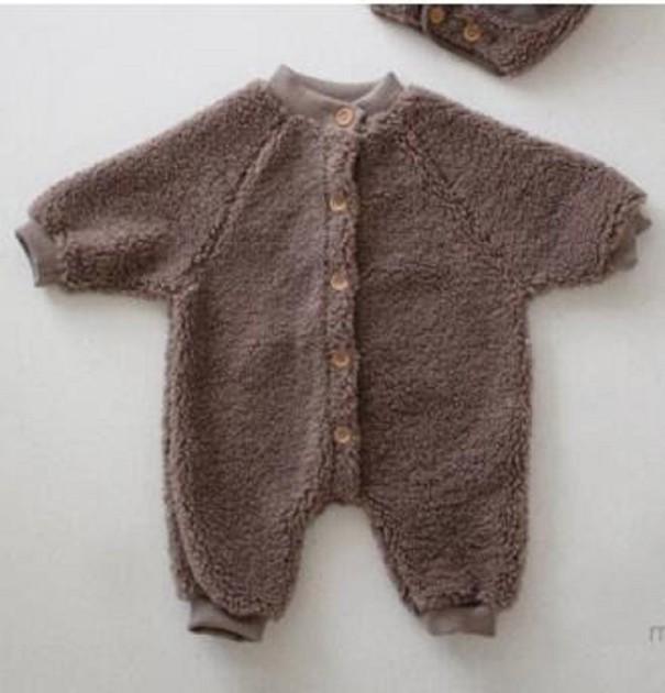 Varme babyoveralls T2682 kaffefarvet 12-24 måneder