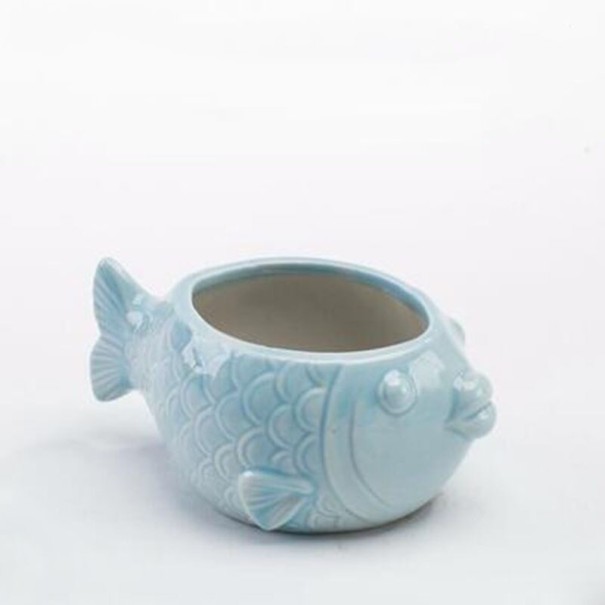 Vase décoratif en forme de poisson bleu clair 1