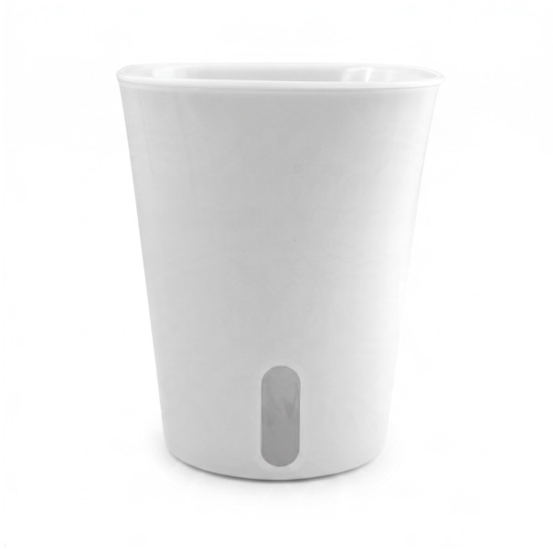 Vaso autoirrigante 11,5 cm con finestra per il livello dell'acqua e corda di cotone Plastica PP per erbe aromatiche e piccole piante bianco