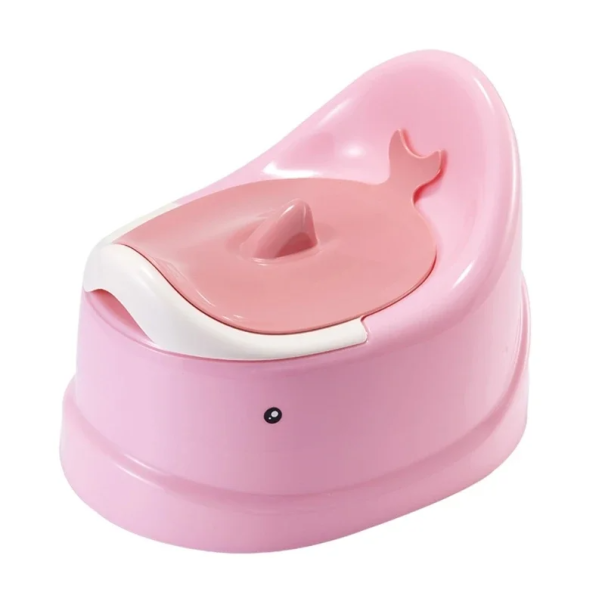 Vaso da notte per bambini 23,5 x 30 x 21,5 cm Vaso rosa con motivo di balena Coperchio Contenitore estraibile Facile da pulire Strumento 1