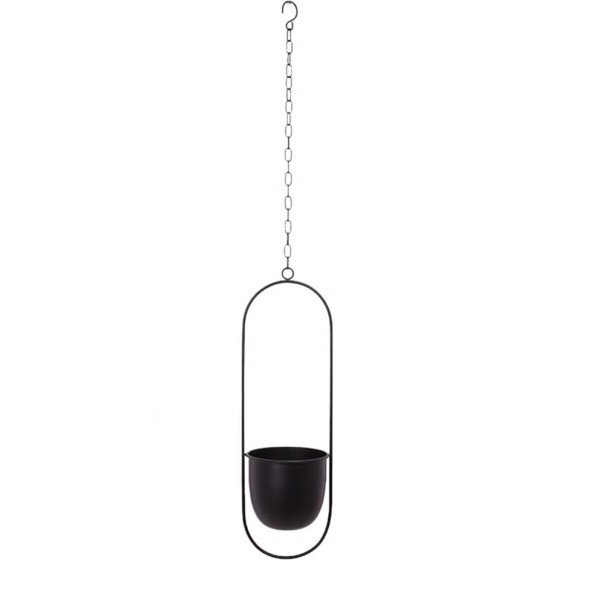 Vaso de flores suspenso oval preto