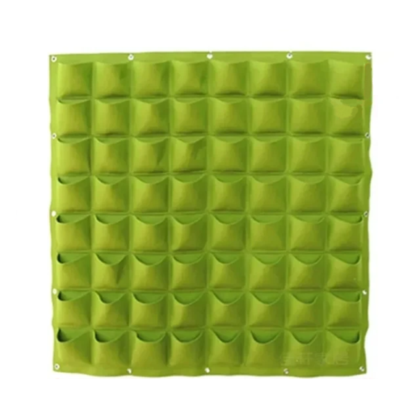 Vaso de flores suspenso para ervas 100 x 100 cm 64 bolsos Vaso vertical de tecido Organizador de jardim para parede Cultivo de vegetais e flores verde