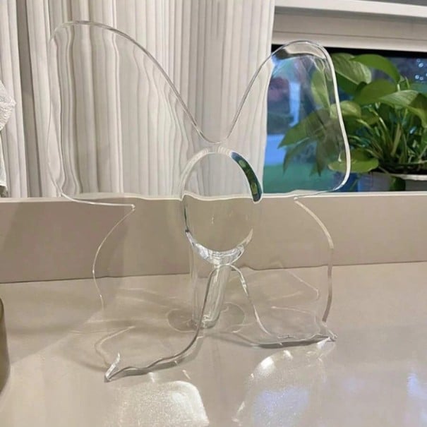 Vaso transparente em forma de borboleta Vaso decorativo transparente para flores Plástico leve Decoração artística para casa Design moderno 1