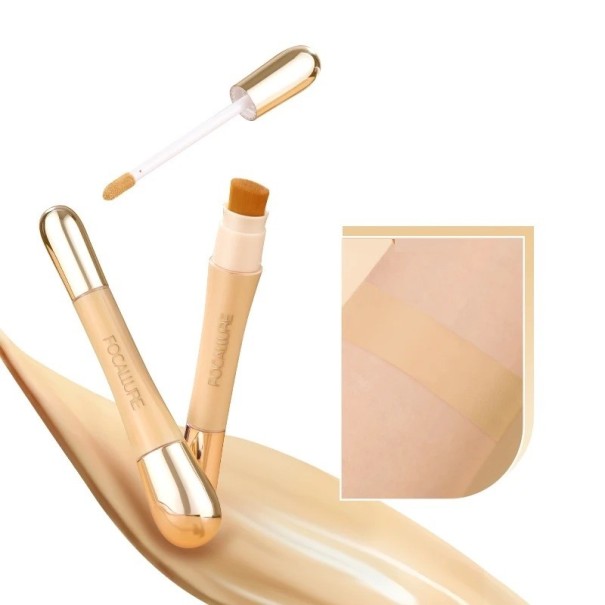Vattentät foundation med hög täckning Långvarig matt concealer för hudfel Dubbelsidig concealer med två typer av borstar