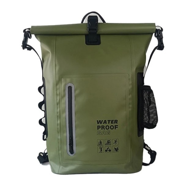 Vattentät torr ryggsäck 30L PVC 46×30×15,5 cm Kajak rafting camping väska över axeln för simning, trekking, kanot och dykning grön