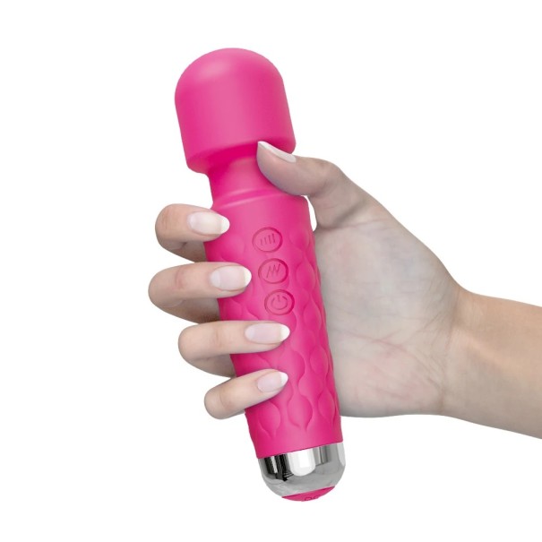 Vattentätt silikonmassagehuvud Magic Wand vibrator med 20 hastigheter, 4 intensitetsnivåer och 360° justerbart huvud, diskret förpackning rosa