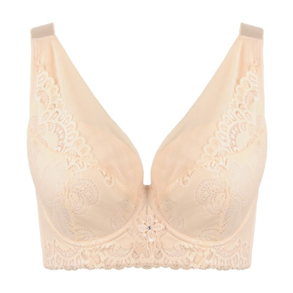 Vatteret bh dekoreret med blonder beige 110E
