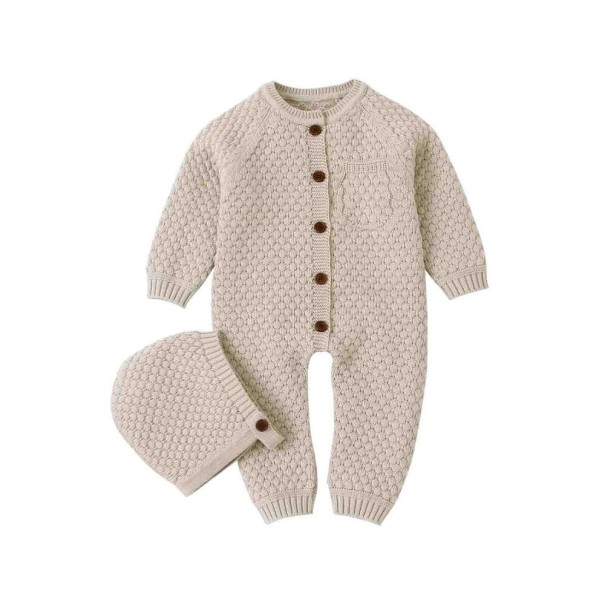 Vauvan haalari hatulla T2584 beige 0-3 kuukautta