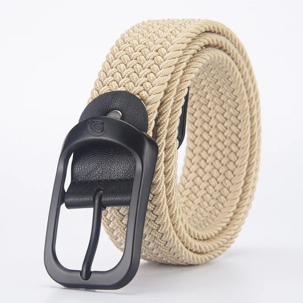 Vävt elastiskt bälte unisex 3,3 cm Svart textilbälte med metallspänne Flexibel modeaccessoar för jeans, byxor och shorts beige 110 cm