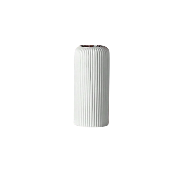 Vază din plastic 20 cm Suprafață canelată Design minimalist modern Culoare negru sau alb Diametru 9,5 cm Decorațiune durabilă și ușoară alb