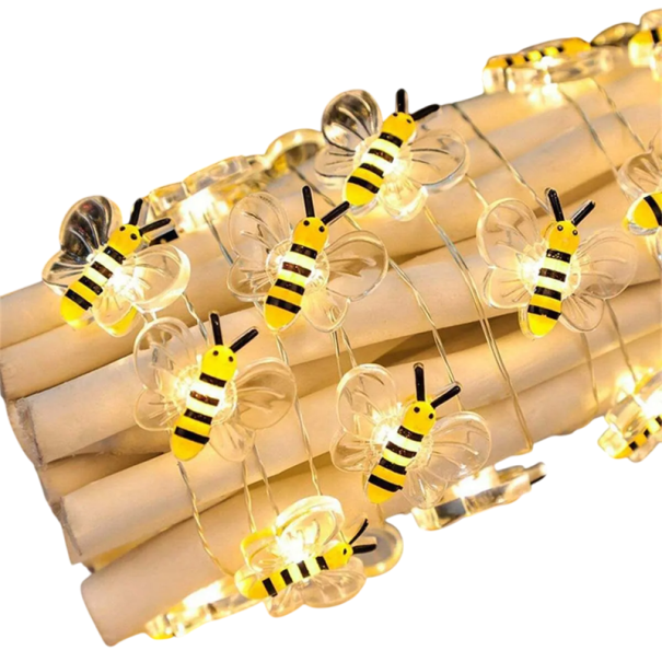 Včelí řetězová světla 1 m 10 LED Teplá bílá Dekorativní světýlka na baterie pro ložnici terasu párty svatbu a vánoční výzdobu 1