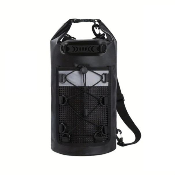 Vedenpitävä PVC-reppu 10L 48x30x18 cm Kuiva uintireppu olkapäälle koskenlaskuun, melontaan, surffausretkiin miehille ja naisille musta