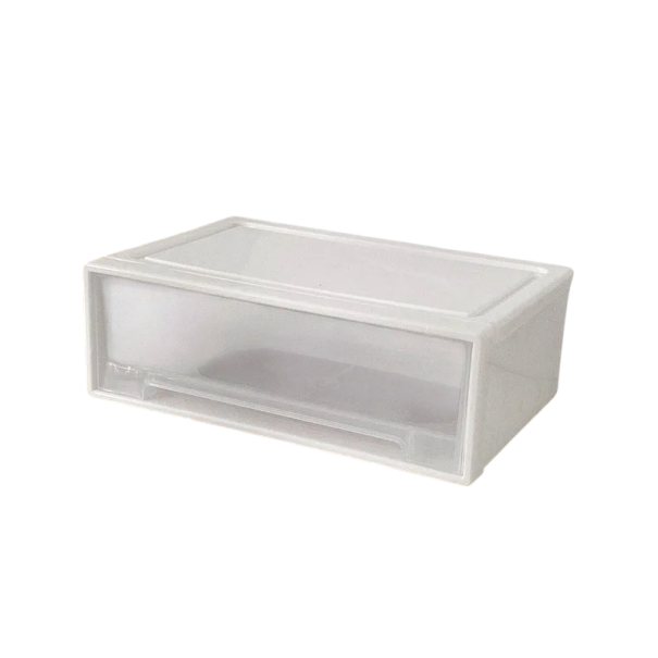 Vedettävä pöytäorganisaattori toimistotarvikkeille 27x18x10 cm muovinen läpinäkyvä laatikko vetolaatikolla kirjoitusvälineiden säilyttämiseen 1