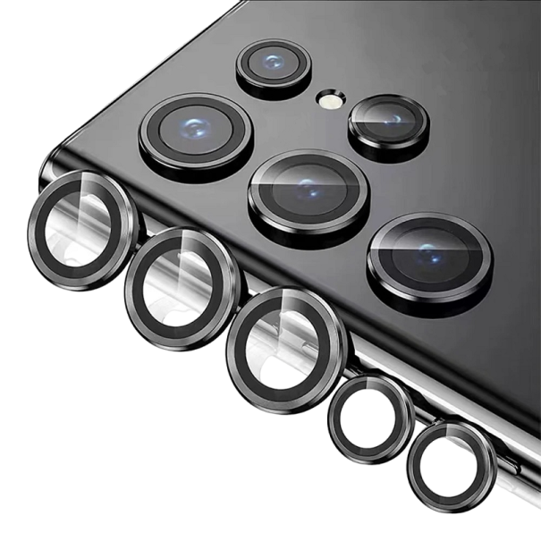 Védőüveg a Samsung Galaxy S23 Ultra fényképezőgép lencséjéhez fekete