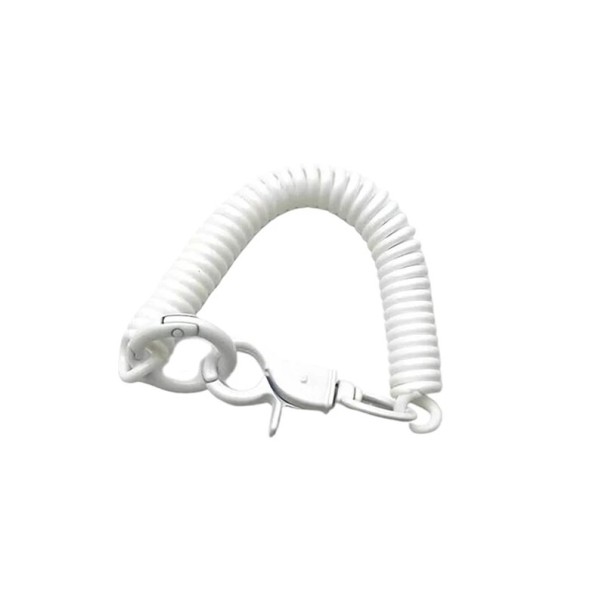 Veer sleutelhanger 18 cm EVA Elastische spiraal voor sleutels Karabijnhaak en ring Veiligheid uittrekbare hanger wit