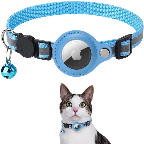 Veiligheidshalsband voor katten met houder voor locatiechip Reflecterende verstelbare halsband met bel 22–32 cm blauw