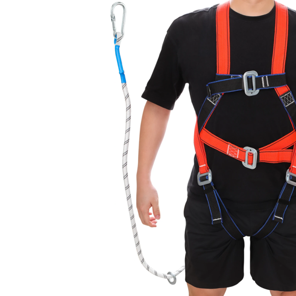 Veiligheidsharnas voor werken op hoogte met 2 m touw Karabiner Beschermband Draagvermogen 2200 kg Polypropyleen Staallegering 1