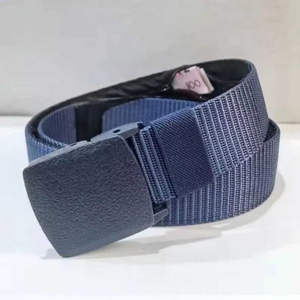 Veiligheidsreisriem 120 cm met onzichtbaar ritsvak Verstelbare riem met kunststof gesp voor contant geld, sleutels en munten blauw