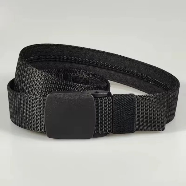 Veiligheidsreisriem 120 cm met onzichtbaar ritsvak Verstelbare riem met kunststof gesp voor contant geld, sleutels en munten zwart