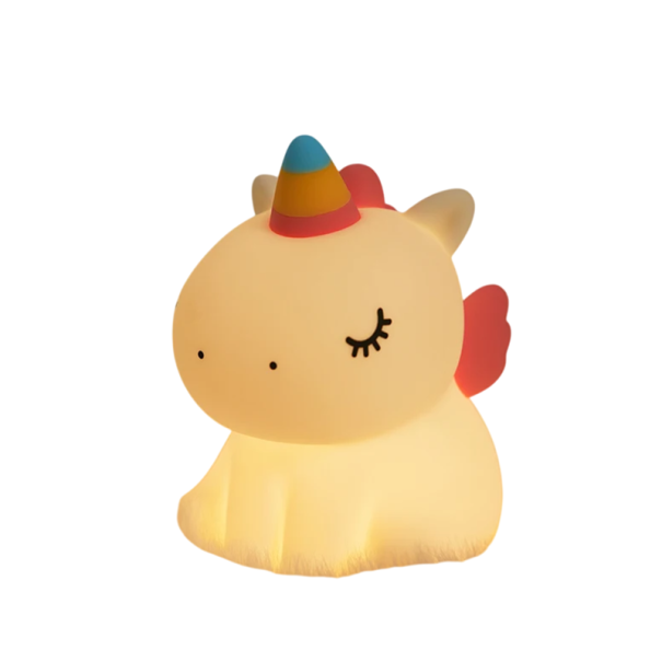 Veilleuse licorne en silicone avec 3 niveaux de luminosité, minuterie de 30 minutes, lampe LED pour enfants, batterie rechargeable 1200 mAh, décoration 1