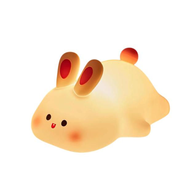 Veilleuse portable en forme de lapin, 1200 mAh, lampe LED en silicone pour enfants, 3 niveaux de luminosité, contrôle tactile, décoration 1