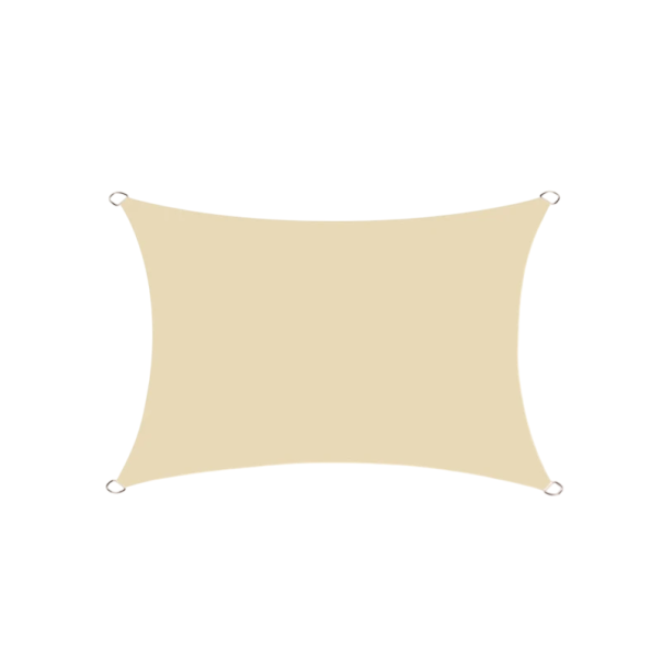 Vela de sombra impermeable 3x5 m Jardín Protección UV contra la lluvia y el sol con malla de acero inoxidable y cuerda cortavientos para terraza, playa y camping Beige