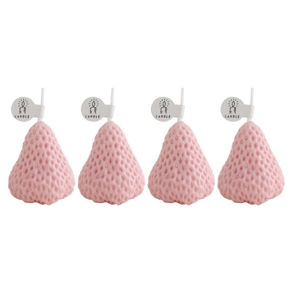 Velas decorativas perfumadas fresas 4 uds rosa