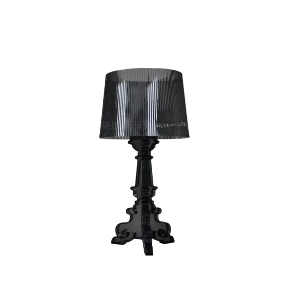 Veľká akrylová stolná lampa s 3 paticami E14, 71 x 38 cm, studené biele svetlo, priehľadný dizajn, transparentná, do obývacej izby a spálne čierna