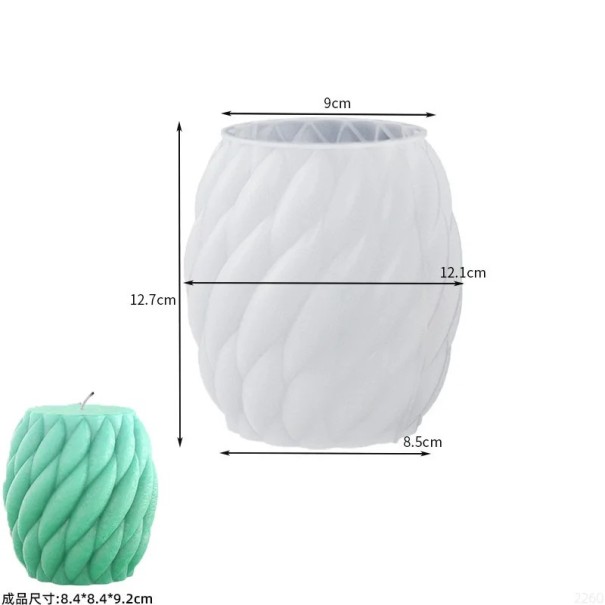 Velká forma na výrobu svíček a mýdla Ovál se spirálovým vzorem 8,4 x 8,4 x 9,2 cm Silikonová forma na dekorace 1