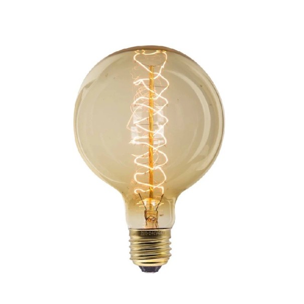 Veľká guľatá žiarovka Edison so spirálovým vláknom G125 E27 40 W 220 V 12,5 x 18 cm Sklo a mosadzná pätica Teplé svetlo Do hotelovej recepcie 1