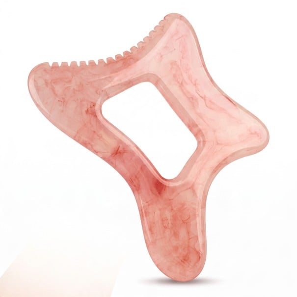Velká pryskyřičná Gua Sha destička 18 x 12,5 cm Masážní škrabka na tělo s hřebínkem Pomůcka na masáž zad krku a nohou růžová