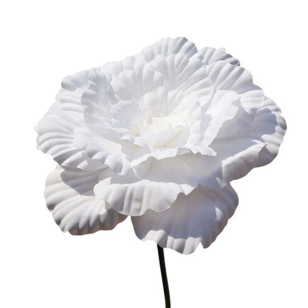 Velká umělá pivoňka realistický květ 80 cm PE tkanina dekorace do vázy na stůl komodu polici a do interiéru bílá