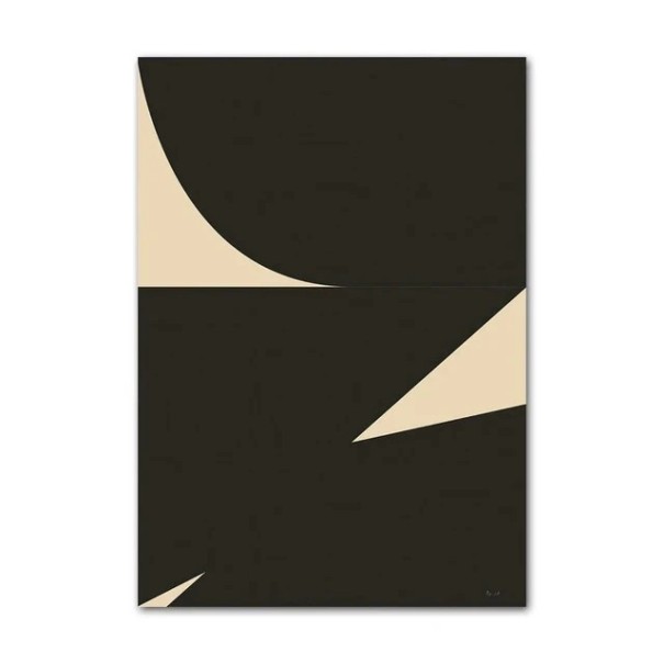 Velký abstraktní plakát na zeď černá geometrie 50 × 70 cm tisk na plátně černo béžový minimalistický motiv dekorace interiéru 1
