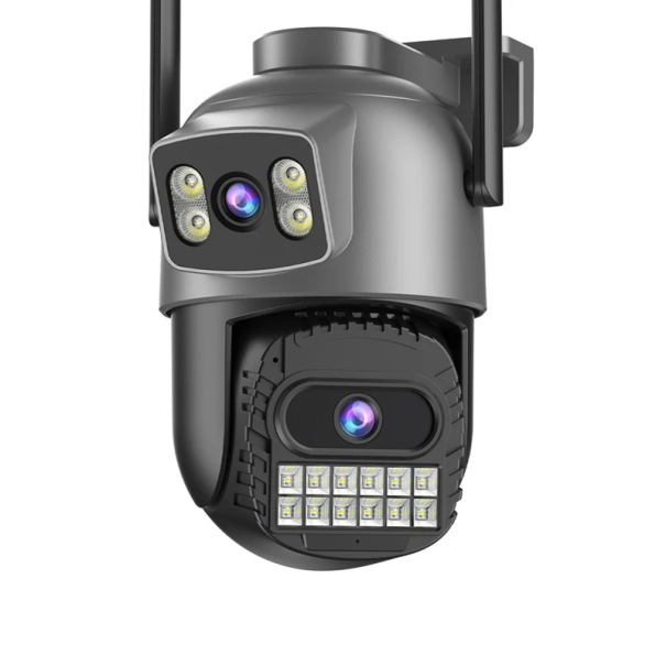 Venkovní biztonsági WiFi kamera 10MP dupla lencsével 5x zoom UHD éjjellátó személyazonosítás kétirányú audio tápegység adapter 1