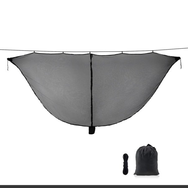 Venkovní moskytiéra na houpací síť hustá síťovina 340×140 cm nylon snadné zavěšení kompaktní balení ochrana proti hmyzu černá
