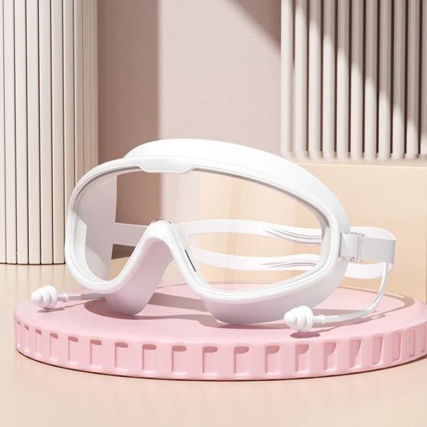 Venkovní plavecké brýle s ušními špunty Silikonové vodotěsné brýle na plavání do bazénu moře a otevřené vody bílá