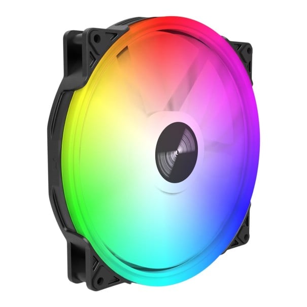 Ventilador RGB para caja de ordenador 200 x 200 x 25 mm con retroiluminación ARGB 5 V 3pin y alimentación de 12 V en color negro con aspas blancas 1