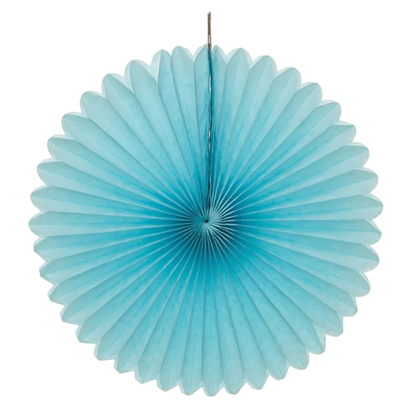 Ventilateur en papier suspendu rosette pliante 20 cm décoration pour les anniversaires et les mariages décoration de fête bleu clair