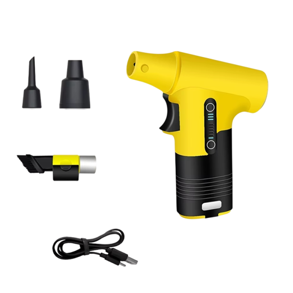 Ventilateur turbo à batterie 130000 RPM 3000 mAh moteur sans balais Li-ion chargement USB ventilateur portable jaune pour soufflage de poussière 1