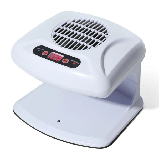 Ventilátor a sušič laku na nehty 400 W s teplým i studeným vzduchem ABS plast s displejem a dvojitou regulací teploty na rychlé sušení nehtů bílá