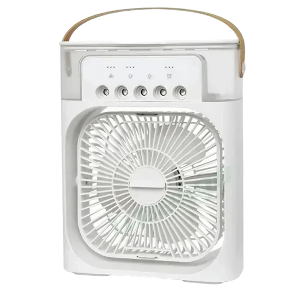 Ventilator portabil cu lumină LED Umidificator de aer portabil 3 în 1 25 x 9 x 20 cm 10 W alb