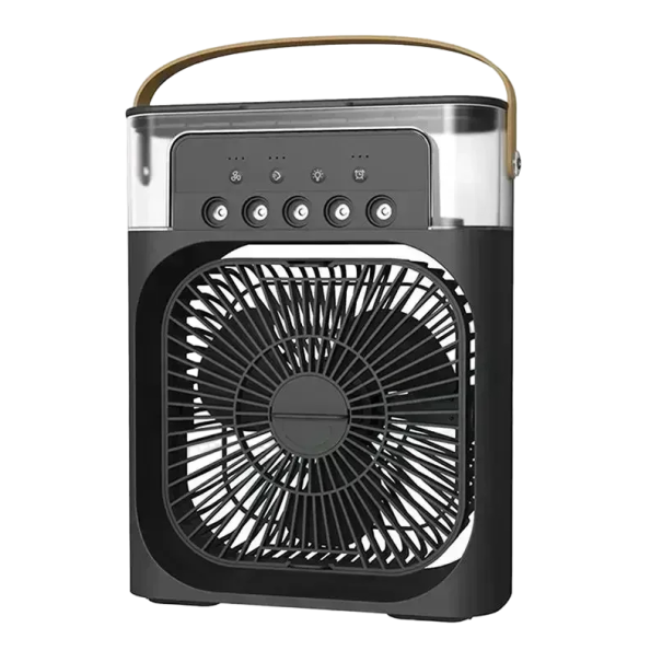 Ventilator portabil cu lumină LED Umidificator de aer portabil 3 în 1 25 x 9 x 20 cm 10 W negru