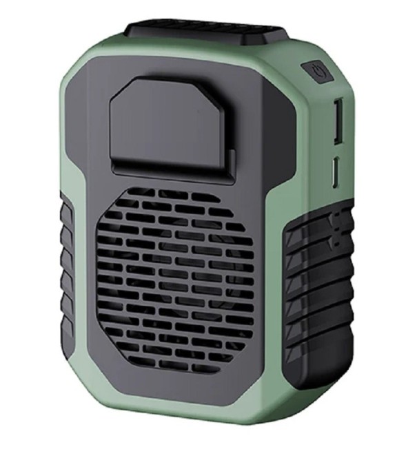 Ventilatore da collo o vita 6000 mAh Mini ventilatore portatile silenzioso Power bank con ventilatore Tre velocità del vento Indicatore di batteria 11,7 x 9 x 5 cm verde