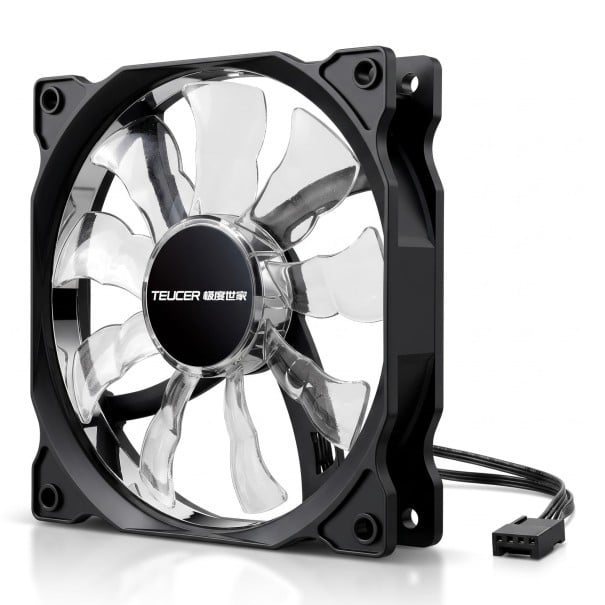 Ventilatore per PC TEUCER 120 mm LED retroilluminato Silenzioso 1300 giri/min Cuscinetto idraulico Grande connettore 4pin 12 V Nero Per raffreddamento PC 1