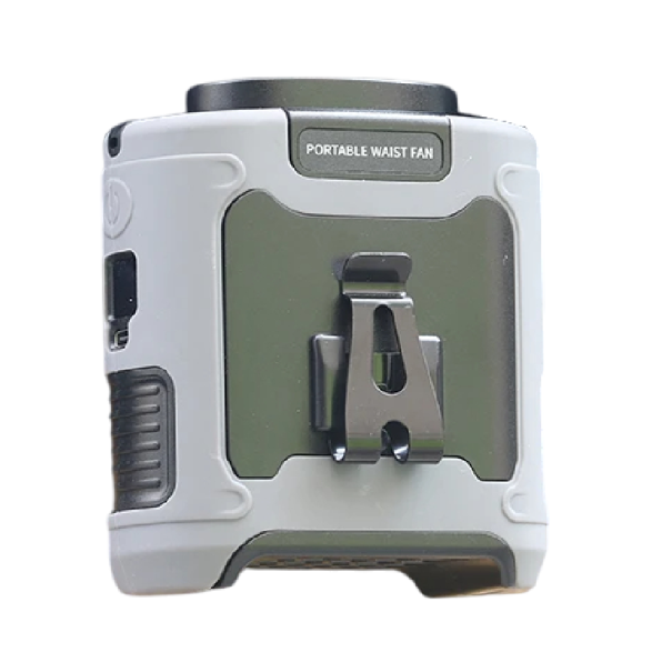 Ventilatore portatile da cintura 10000mAh con luce LED Powerbank Ventilatore da esterno Ventilatore da campeggio 9,8 x 8,6 cm grigio