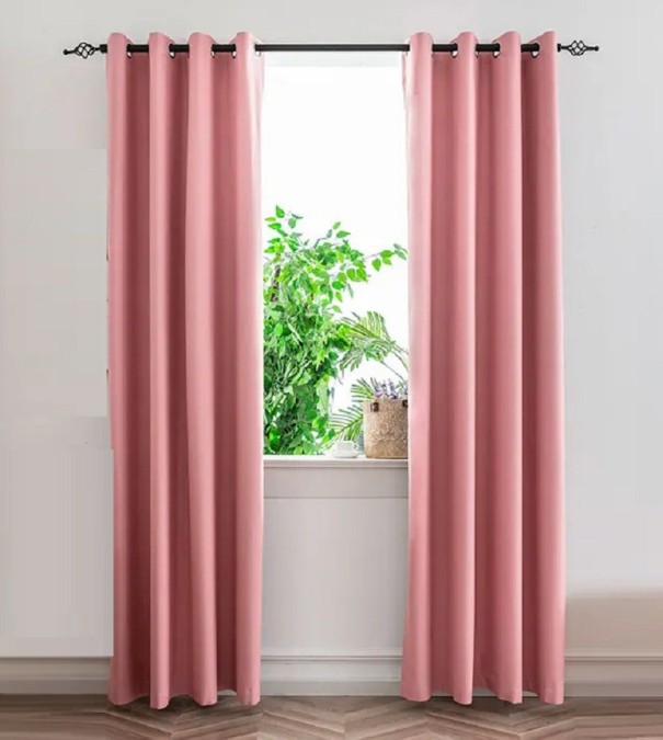 Verdunkelungsvorhänge auf der Rückseite mit schwarzem TPU-Verdunkelungsvorhang mit Ösen, Wärmedämmvorhänge, eleganter Verdunkelungsvorhang, 132 x 213 cm rosa