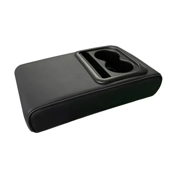 Verhoogde armsteun 35 x 21 x 7,5 cm Zwarte PU leren kussen met 2 bekerhouders Opbergruimte voor kaarten Waterdichte beschermer met elastische band 1